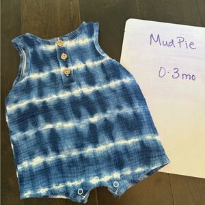 Mud Pie Blue and White Baby Romper